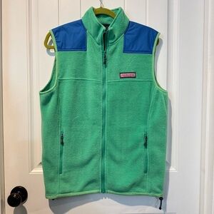Vineyard Vines Mint Green Fleece Vest with Royal Blue Accents Size Small